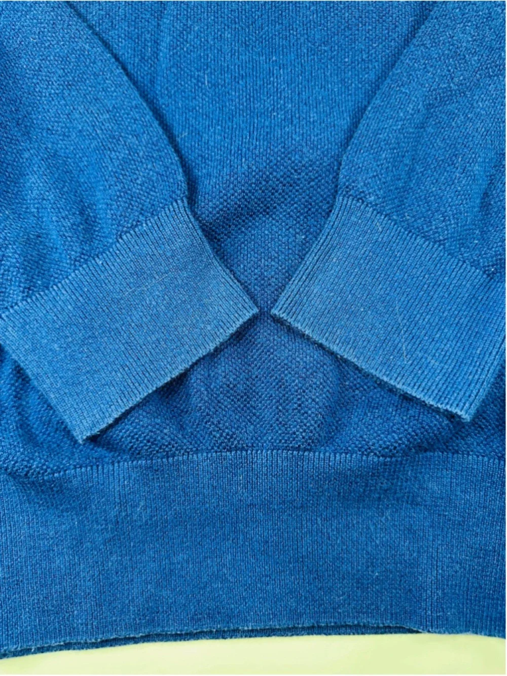 Vintage Polo Ralph Lauren Blue Cotton Cashmere V-Neck Sweater XL Red Pony